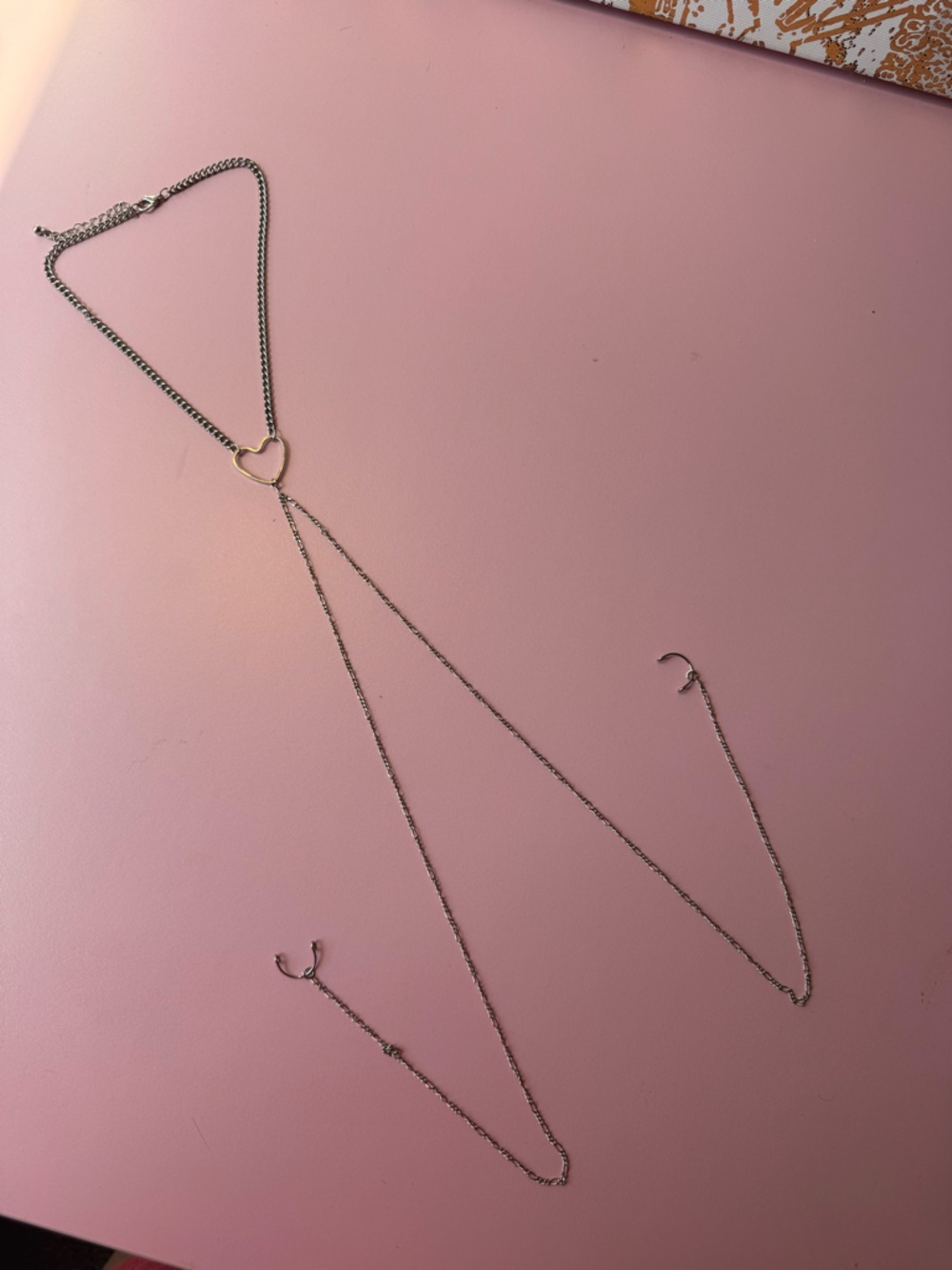 Delicate Heart choker Necklace, - Silver